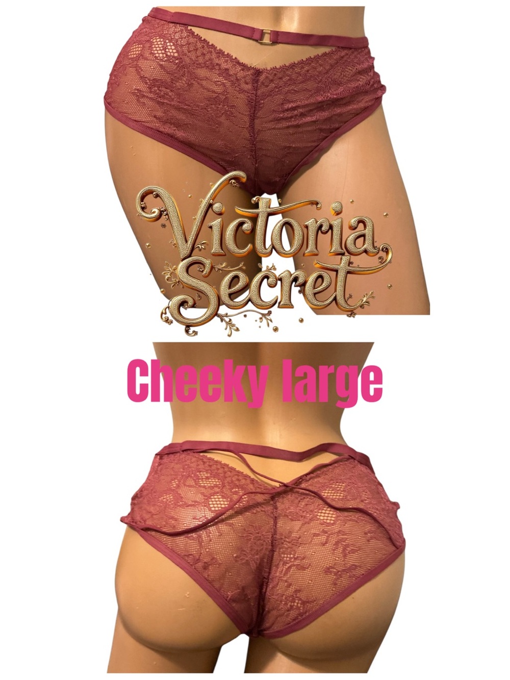 Victoria's Secret Cheeky Lace Panty - Wine/Burgundy